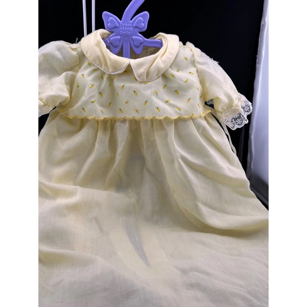 Cabbage Patch Kids Preemie Yellow Tulips Gown Dress Girl Vtg 1980s White READ